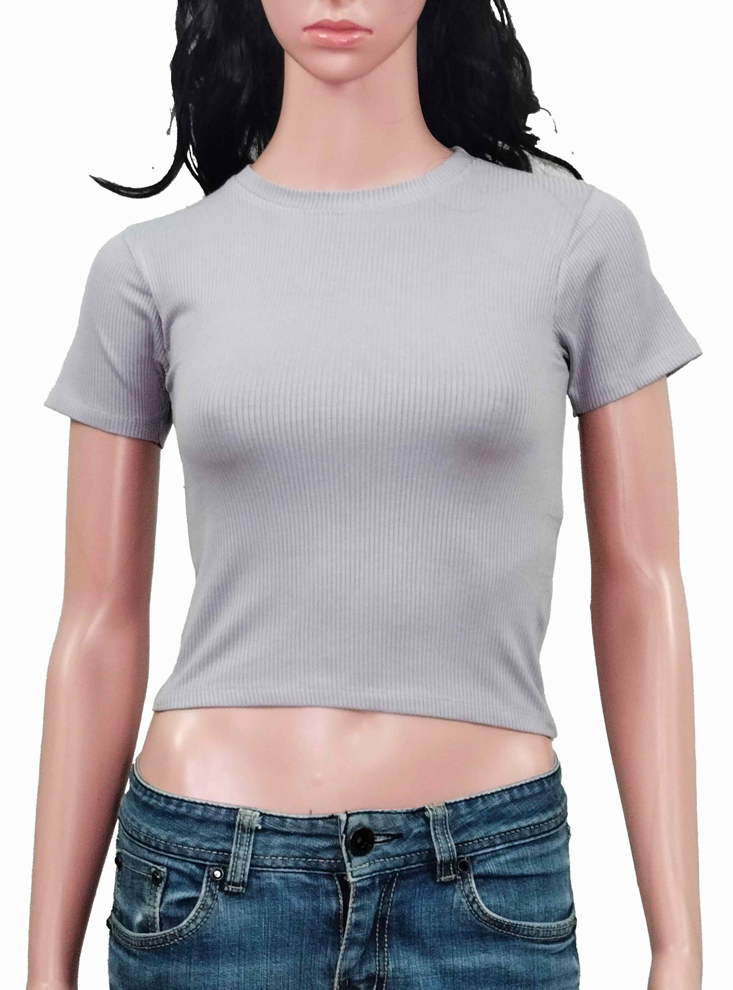 Ladies Viscose Silver Grey Crop Top