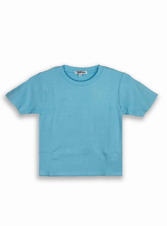 Ladies Viscose Sky Blue Crop Top