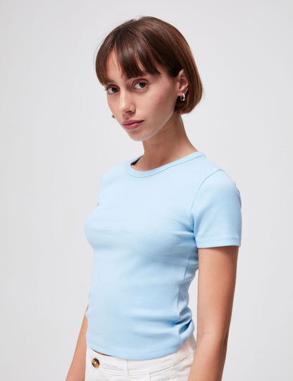 Ladies Viscose Blue Crop Top