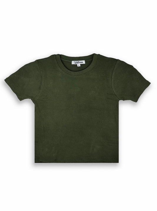 Ladies Viscose Olive Crop Top