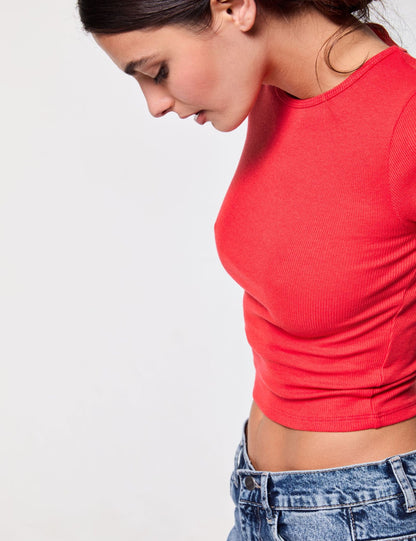 Ladies Viscose Red Crop Top