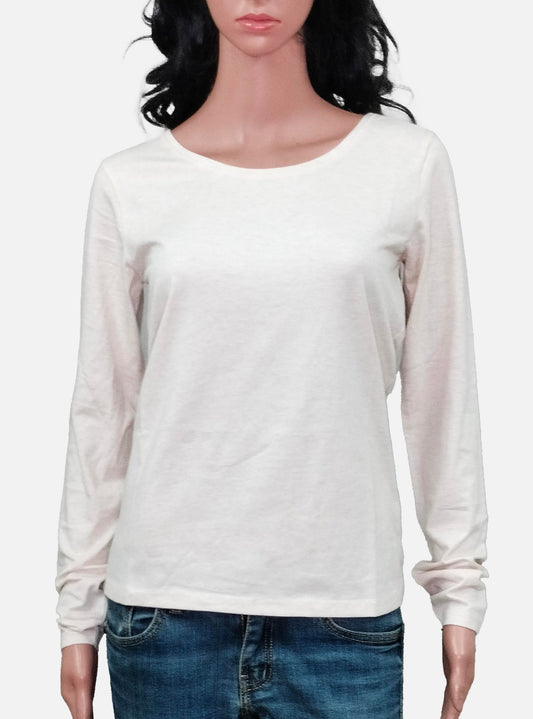 Ladies Long Sleeve Ecru T Shirt