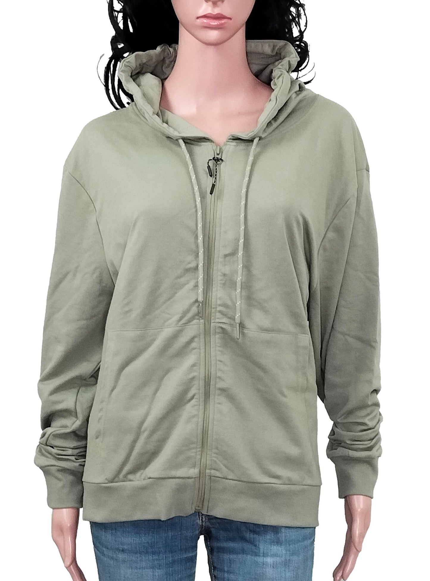 Ladies Hooded Full Zipper Sweatshirt Olive