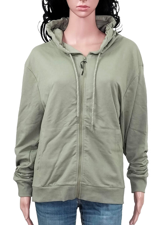 Ladies Hooded Full Zipper Sweatshirt Olive