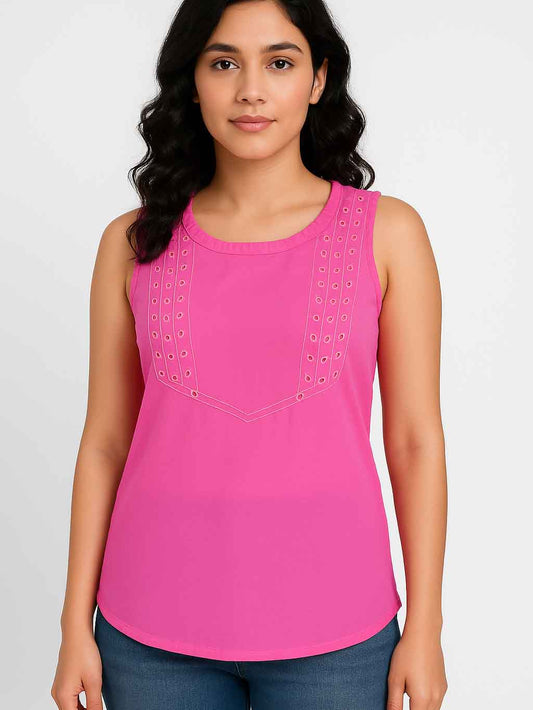 Ladies Sleeveless Fuchsia Top