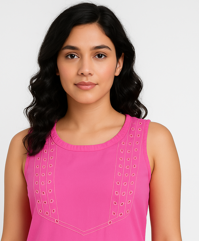 Ladies Sleeveless Fuchsia Top