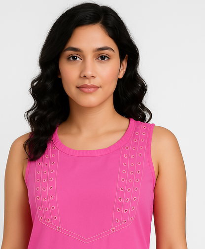 Ladies Sleeveless Fuchsia Top