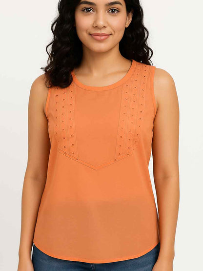 Ladies Sleeveless Coral Top