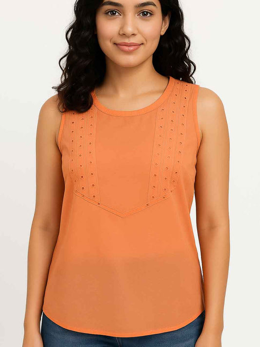 Ladies Sleeveless Coral Top