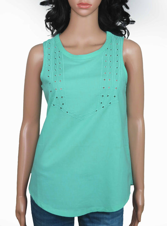 Ladies Sleeveless Green Top