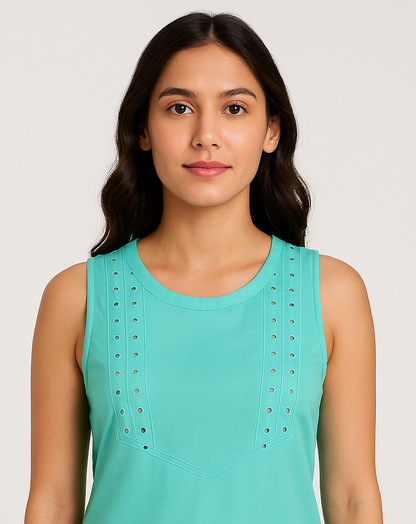 Ladies Sleeveless Green Top