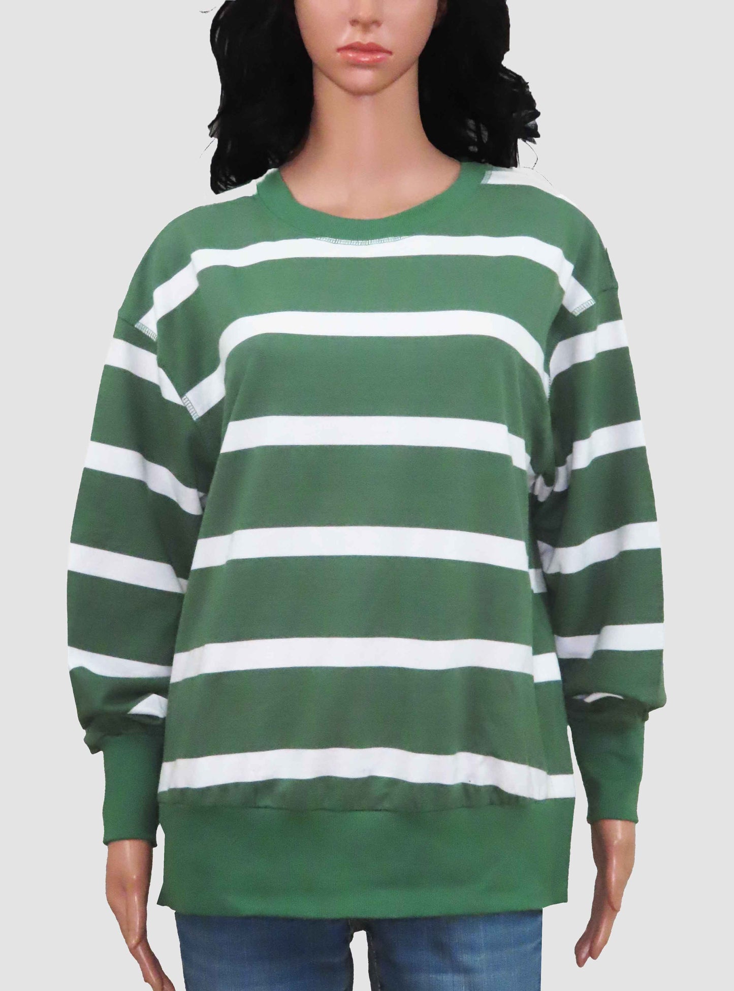 Ladies Striped Pullover Sweatshirt