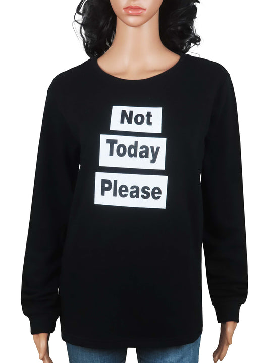 Ladies Printed Pullover Sweatshirt Black