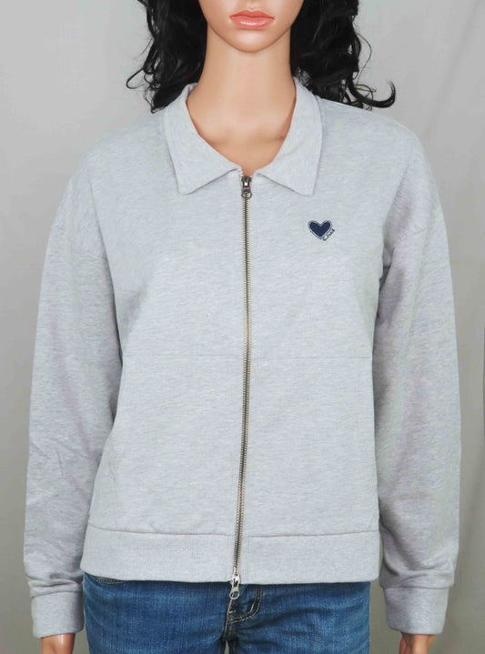 Ladies Full Zipper Grey Cardigan