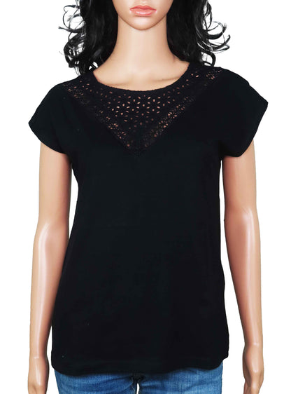 Ladies Crochet Black Top