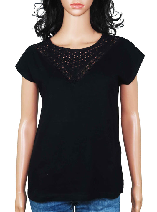 Ladies Crochet Black Top