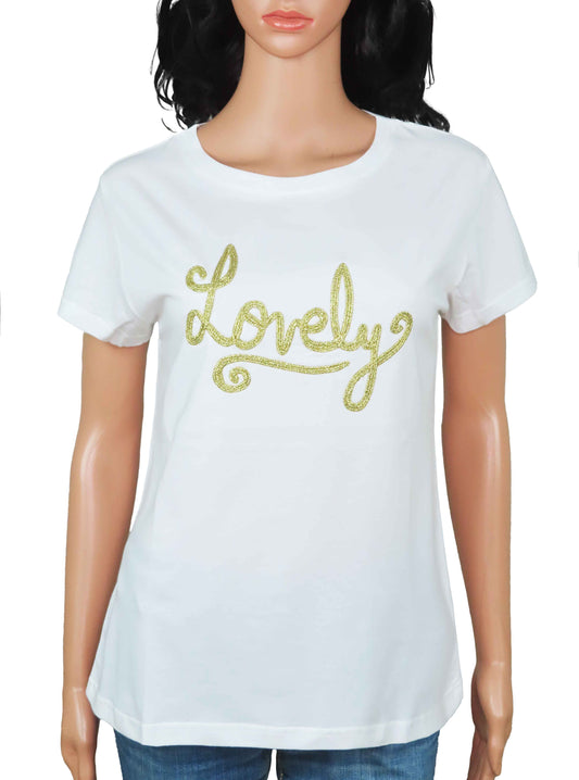 Ladies Applique White T-Shirt