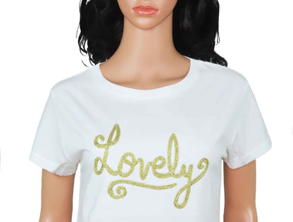 Ladies Applique White T-Shirt