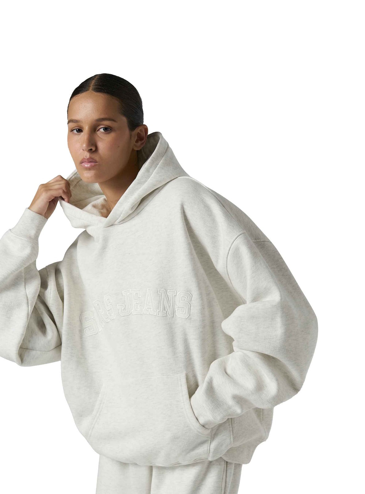 Ladies Oversize Fit Hooded Pullover Sweatshirt