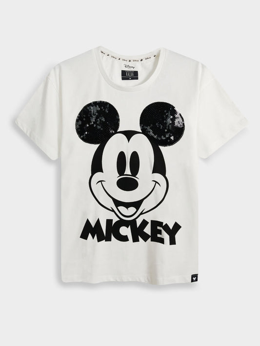 Ladies Sequined White T-Shirt
