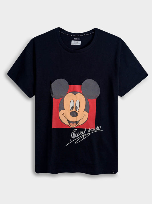Ladies Printed Black T-Shirt