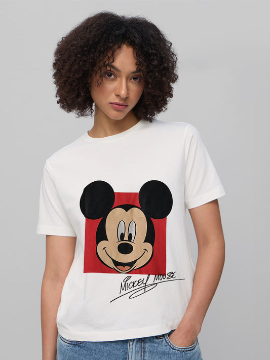Ladies Printed White T-Shirt