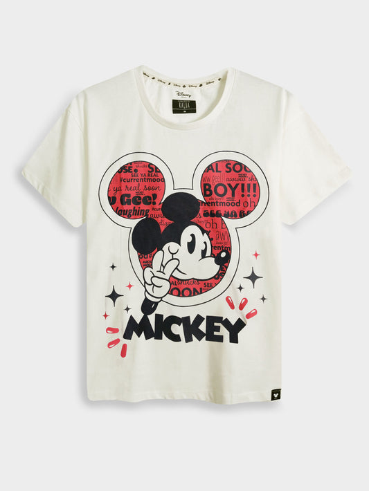 Ladies Printed White T-Shirt
