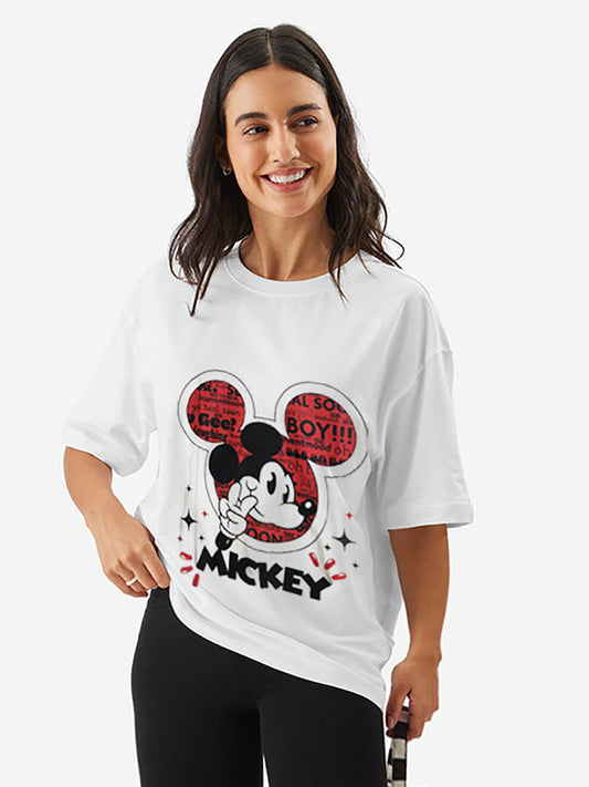 Ladies Printed White T-Shirt