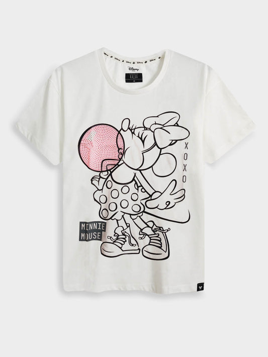 Ladies Studded White T-Shirt