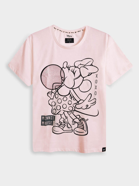 Ladies Studded Pink T-Shirt