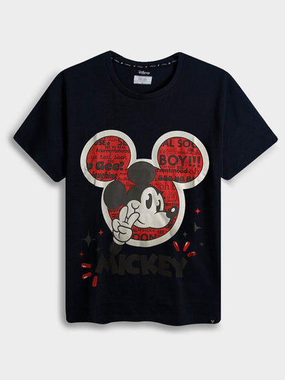 Ladies Printed Black T-Shirt