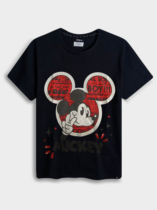 Ladies Printed Black T-Shirt