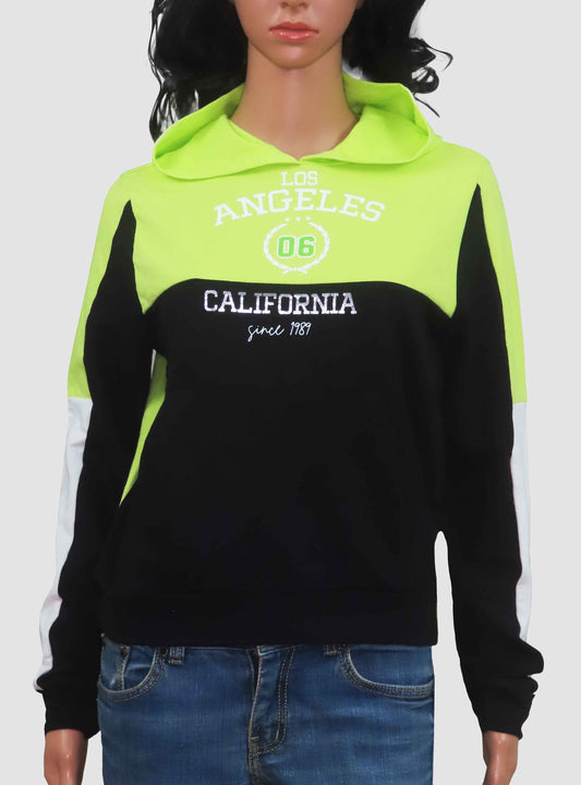 Ladies Hooded Pullover Green Sweatshirt