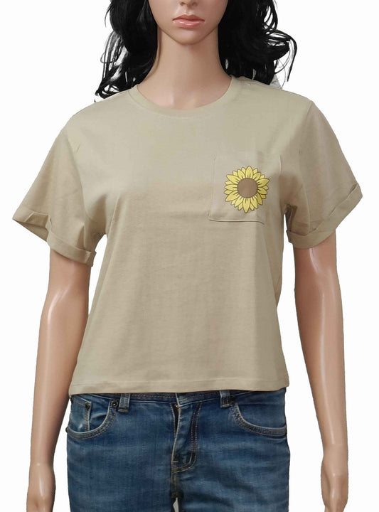 Ladies Printed Cropped T Shirt