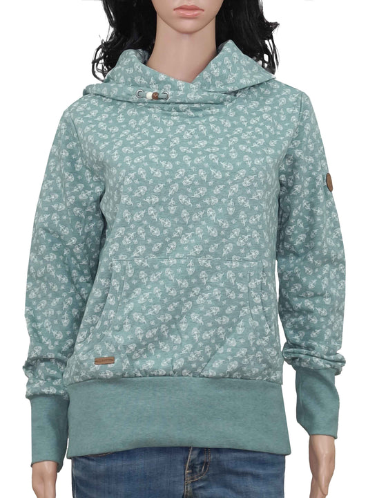 Ladies Cowl Neck Fleece Sweatshirt Green