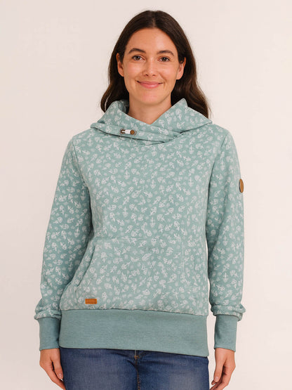 Ladies Cowl Neck Fleece Sweatshirt Green