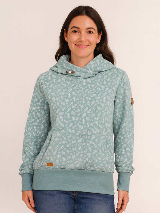 Ladies Cowl Neck Fleece Sweatshirt Green