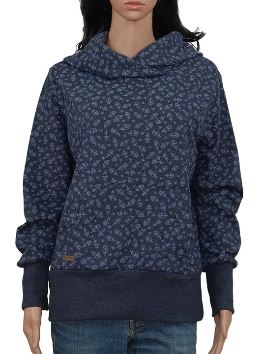 Ladies Cowl Neck Fleece Sweatshirt Navy