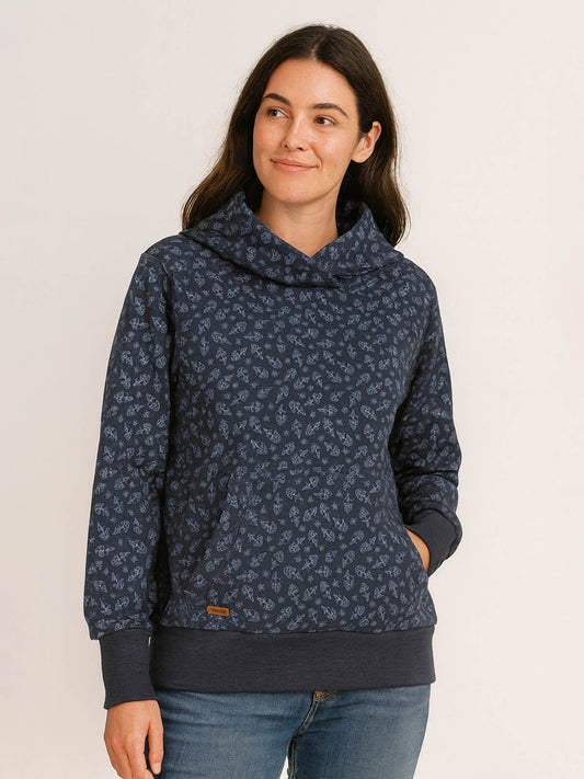 Ladies Cowl Neck Fleece Sweatshirt Navy