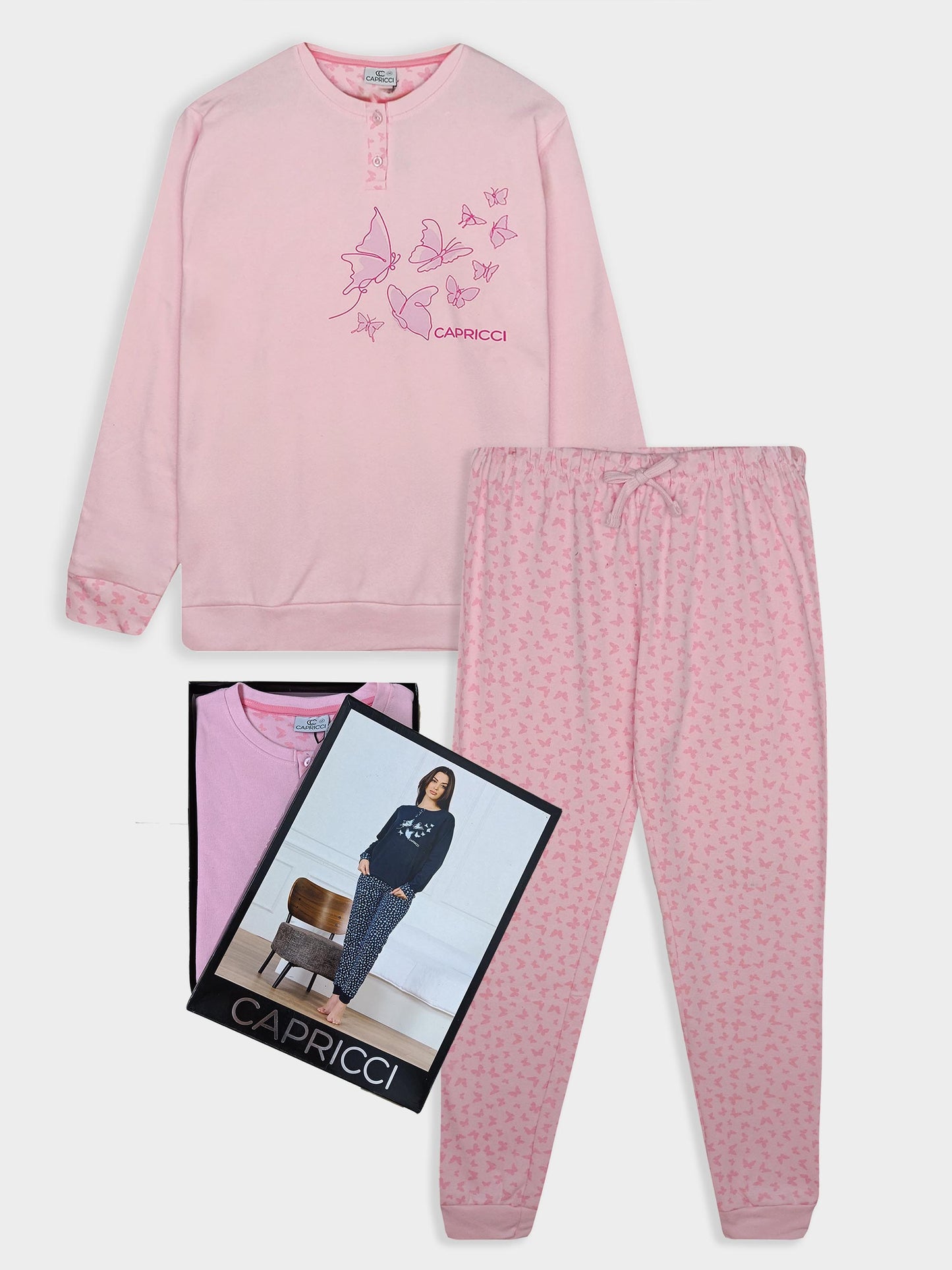 Ladies Printed Interlock Winter Pyjama Set