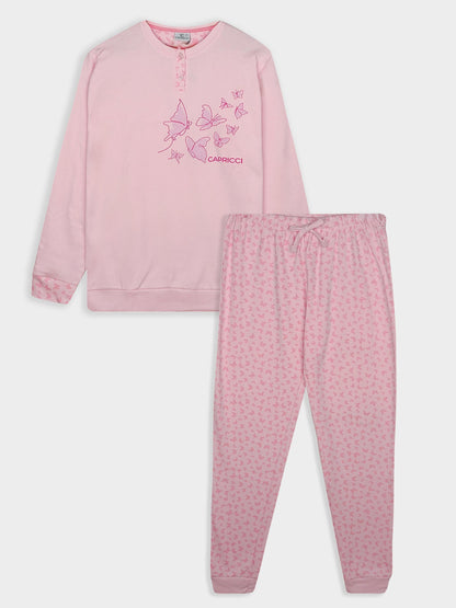 Ladies Printed Interlock Winter Pyjama Set