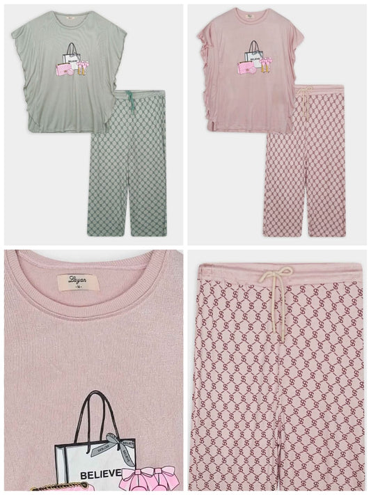 Ladies Viscose Capri Pyjama Sets