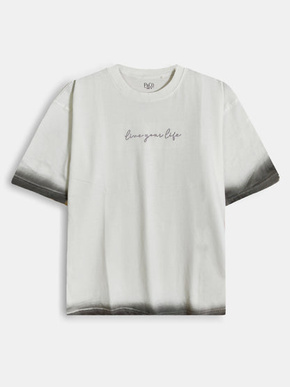 Ladies Dip Dyed Top With Embroidery