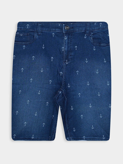Ladies Oversize Printed Denim Shorts