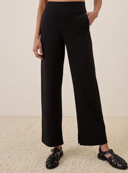 Ladies Knit Wide Leg Black Pant