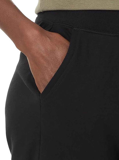 Ladies Organic Cotton Tulip Hem Black Pant (Rib Waist)