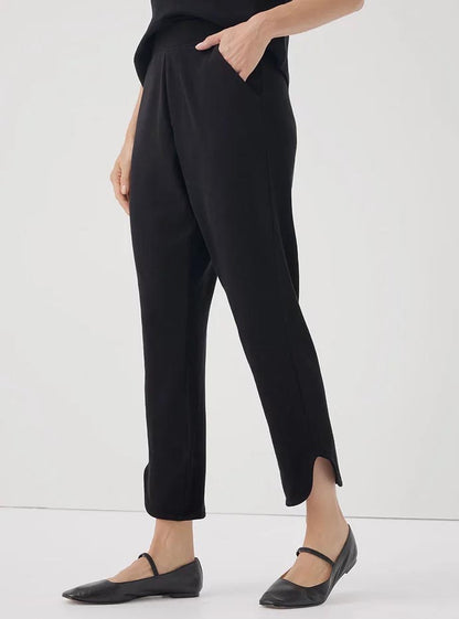 Ladies Organic Cotton Tulip Hem Black Pant (Inner Elastic Waist)
