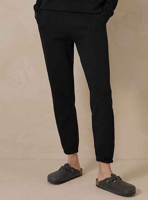 Ladies Organic Cotton French Terry Black Jogger