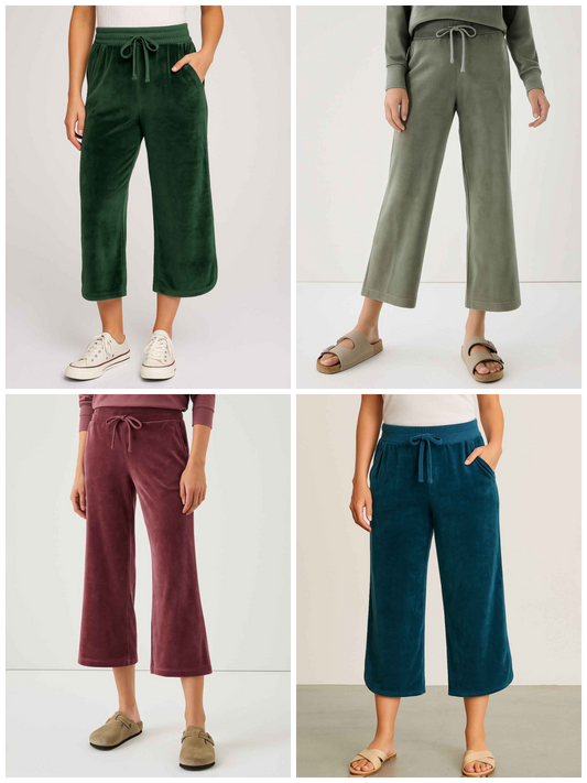 Ladies Knit Wide Leg Crop Pant Mixed