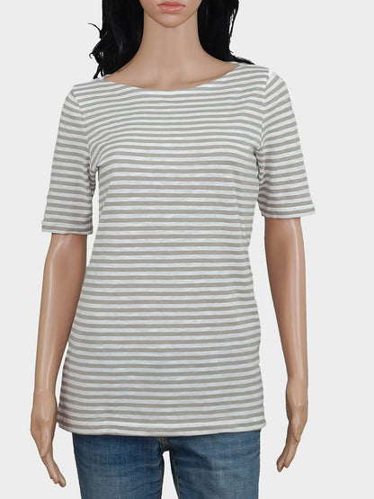 Ladies Striped Boat Neck T-Shirt